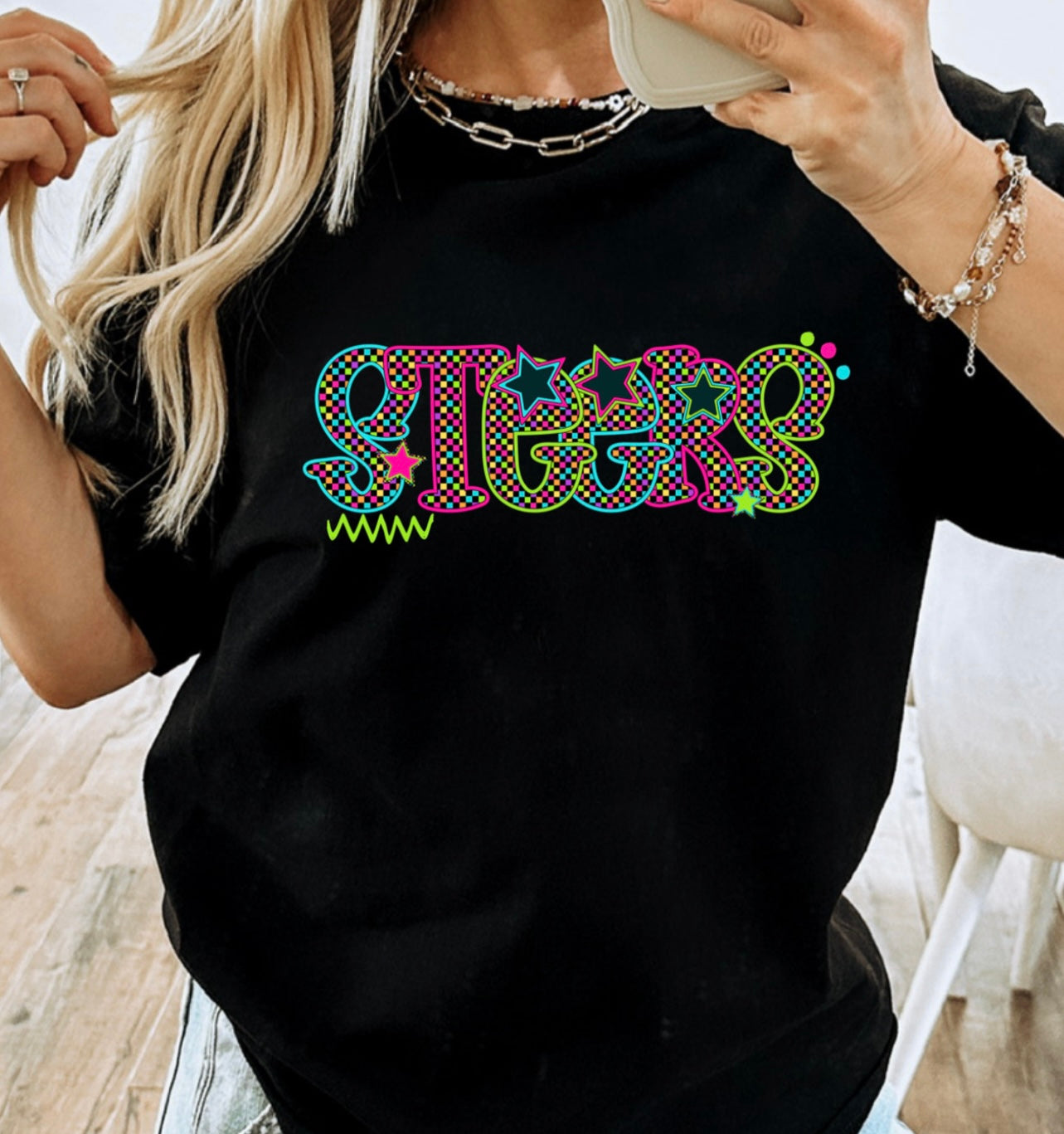 CUSTOM MASCOT - NEON CHECKERED