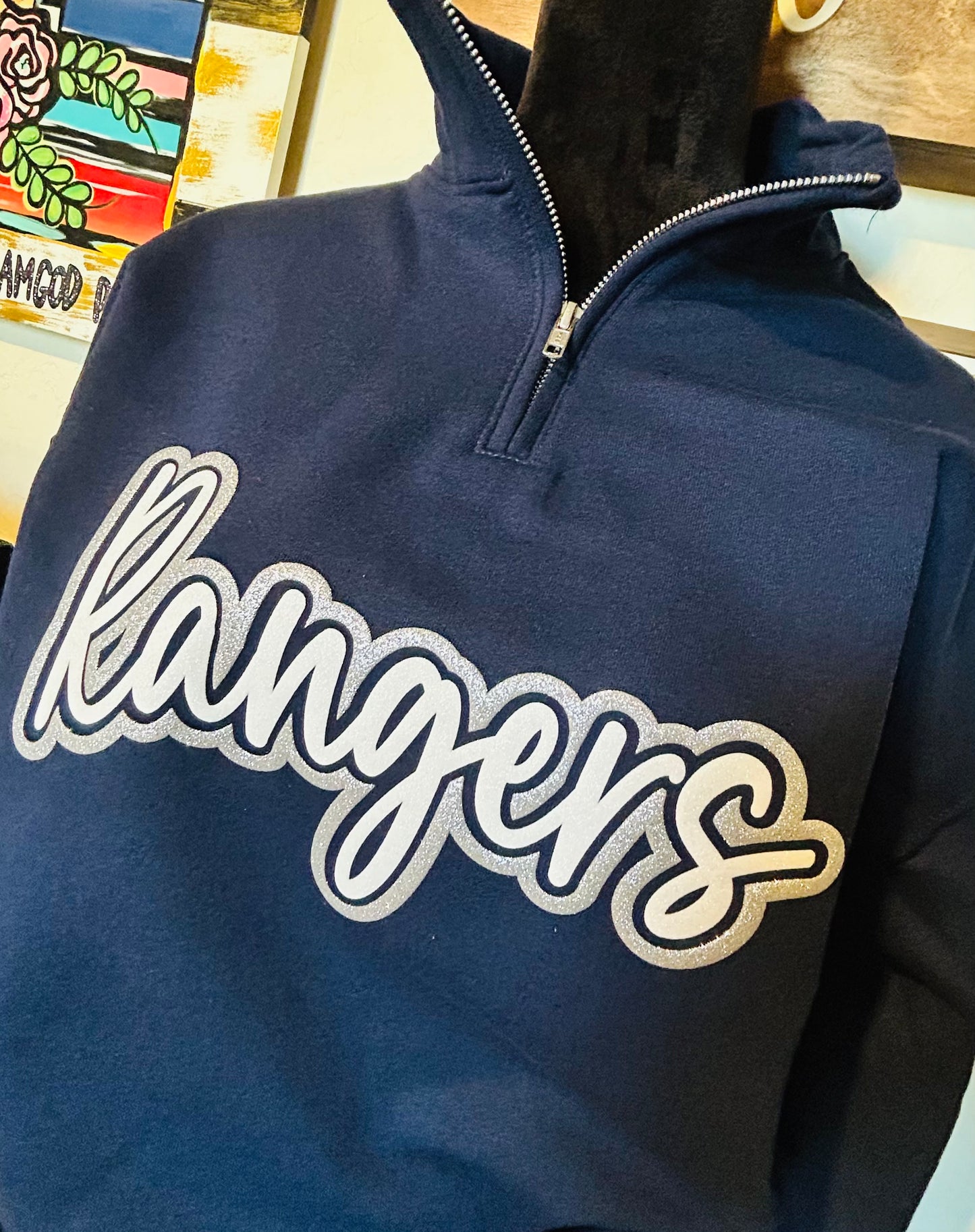 CUSTOM - Quarter Zip Sweatshirt Glitter Puff Print