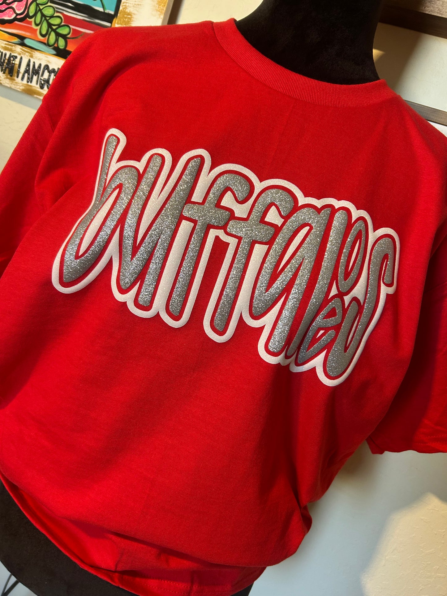 Buffaloes Silver and White Puff Glitter Tee