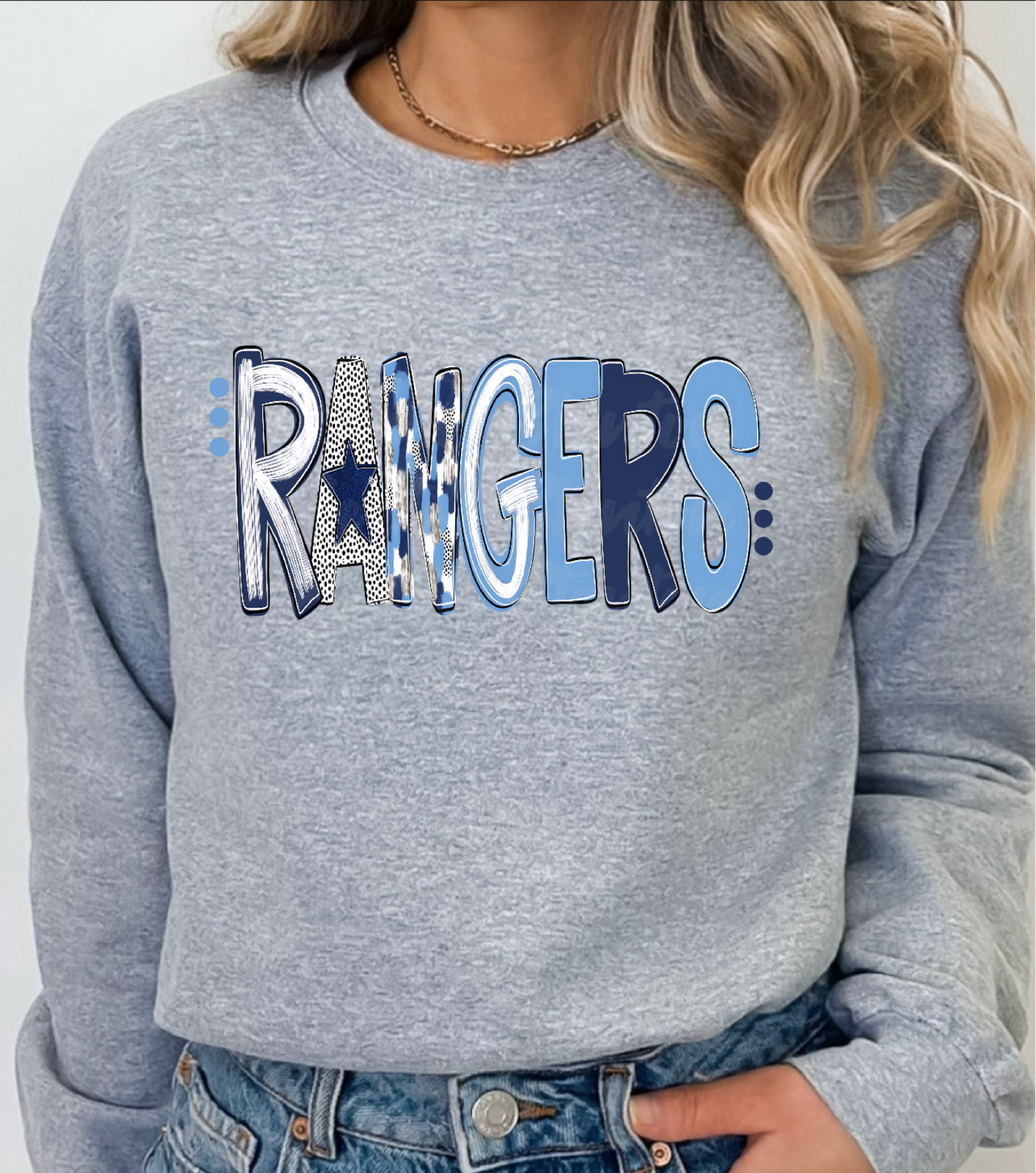 GREENWOOD RANGERS-  NAVY AND COLUMBIA POPPY FONT