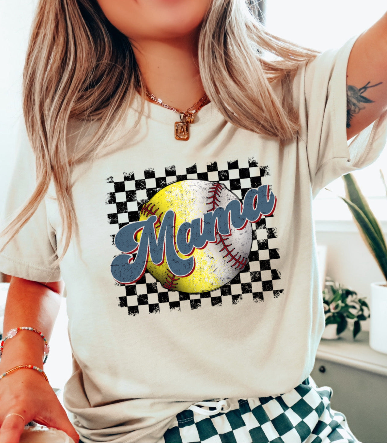 CHECKERED - MAMA SOFTBALL/BASEBALL