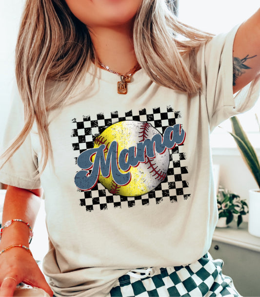 CHECKERED - MAMA SOFTBALL/BASEBALL