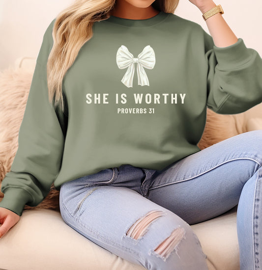 SHE IS WORTHY SWEATSHIRT