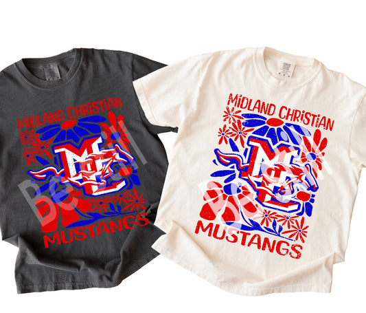 Vintage Retro Midland Christian Mustangs